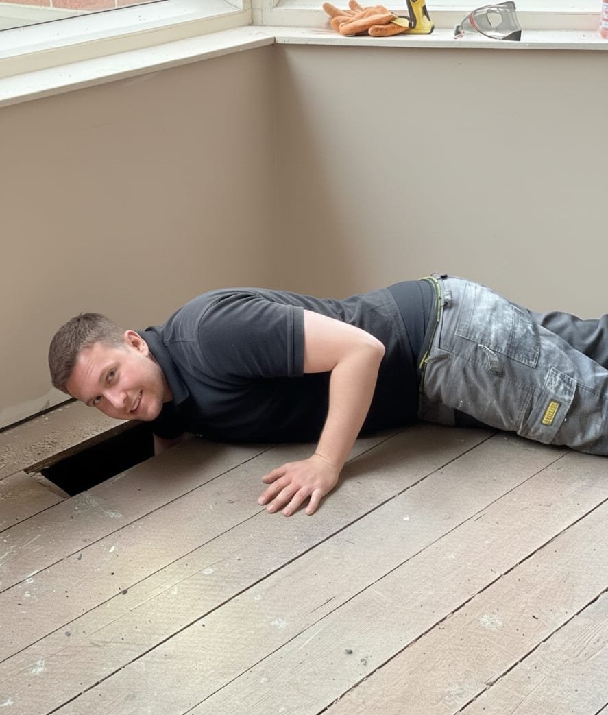 Electrician isolating a circuit at a consumer unit