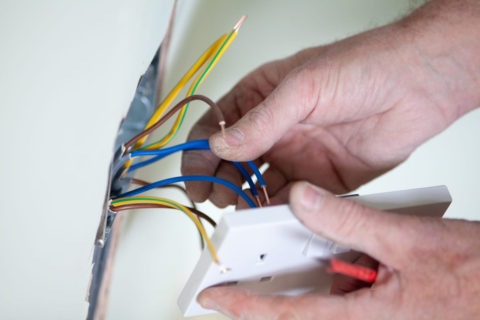 Overheated connections inside a consumer unit under inspection